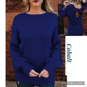 SALE!! Cobalt Blue Sweater w/Tie in Back